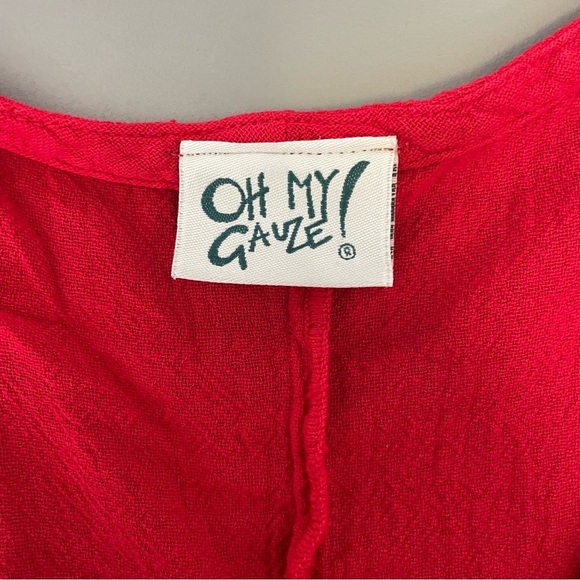 Oh My Gauze Women’s XXL Red Tunic Lightweight Bohemian Lagenlook Artsy Cotton - Picture 8 of 10